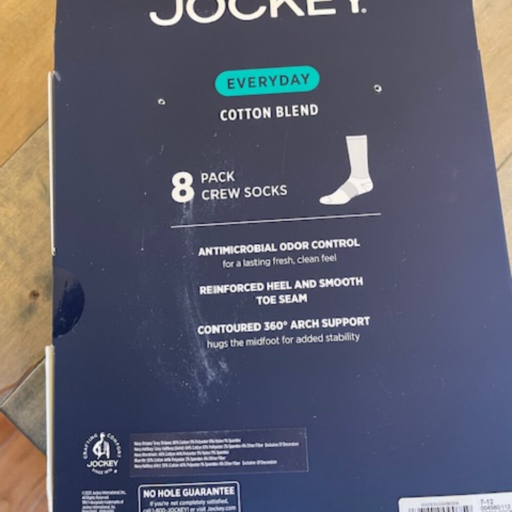 Jockey Men's 7-12 Everyday Cotton Blend Multi Blues Arch Support 8 Pack NEW - Picture 3 of 3